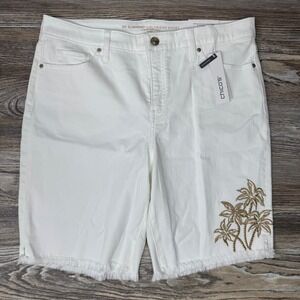 Chico's White Women's Shorts with Gold Embroidery